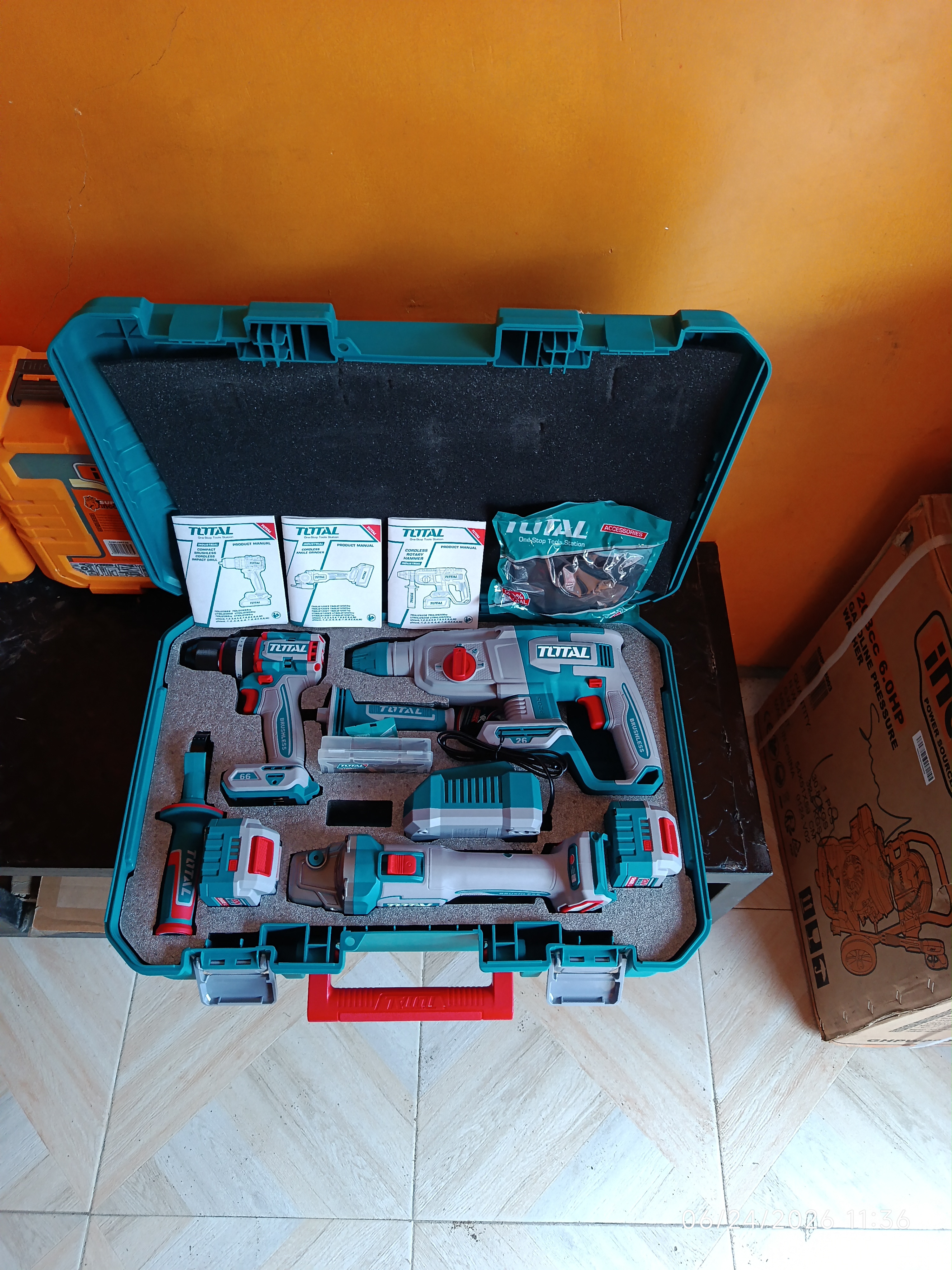 TOTAL 20V Lithium-Ion 3-Piece Cordless Brushless Combo Kit