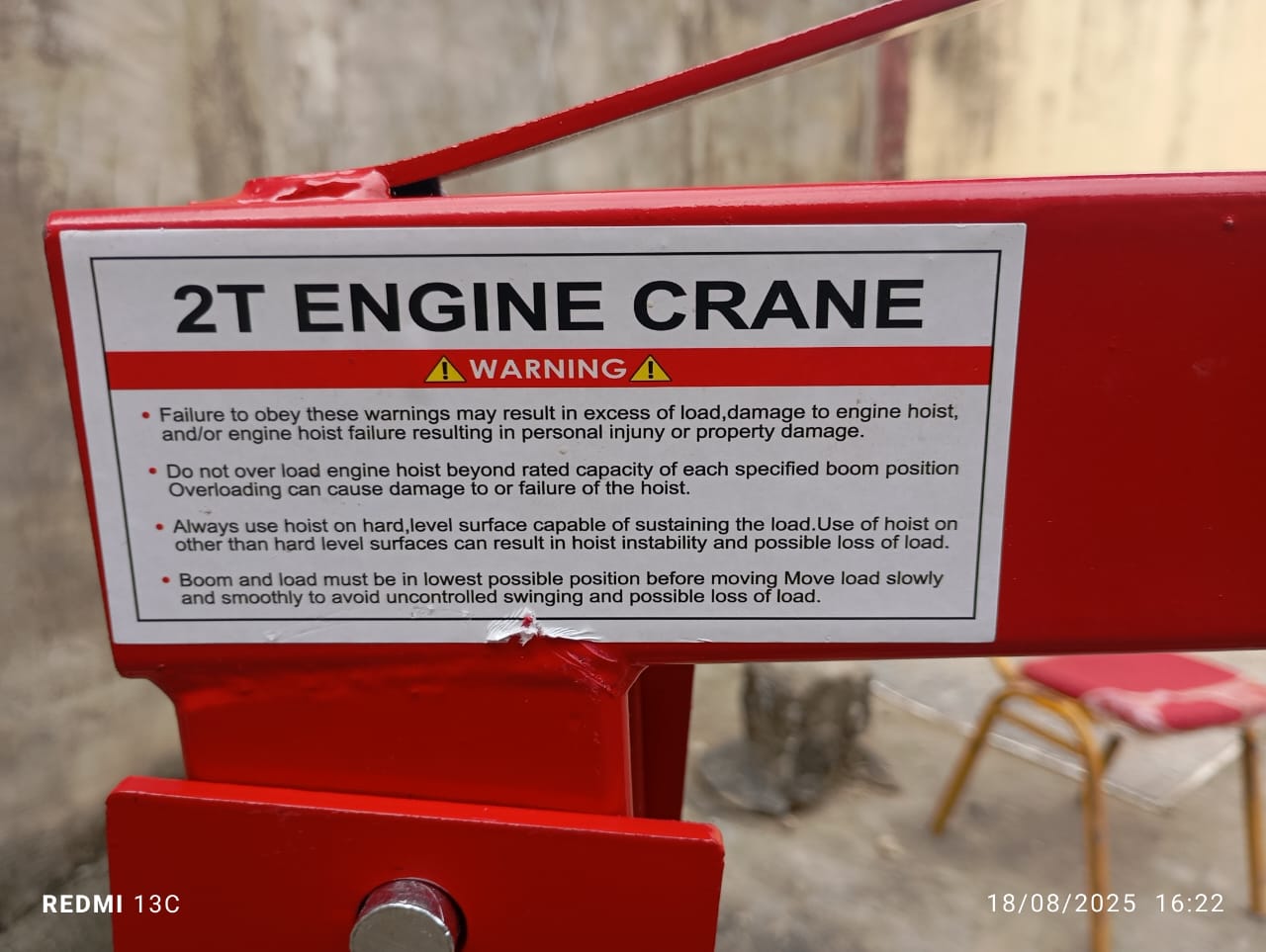 2-ton portable hydraulic engine crane