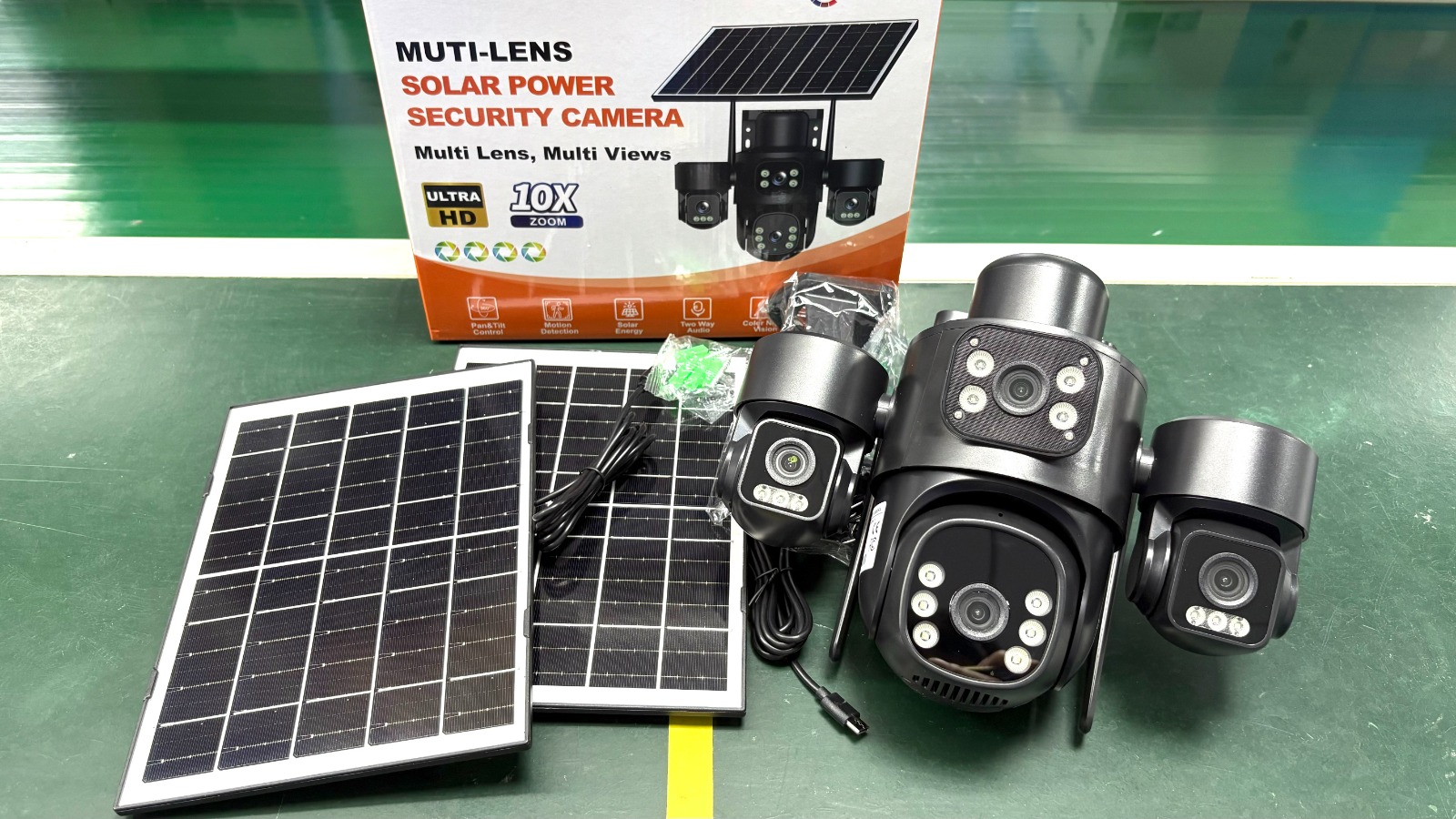 4-Lens Solar Powered Security Camera