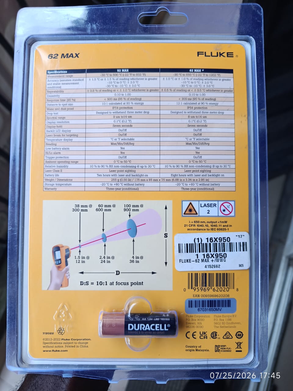 Fluke 62 MAX Infrared Thermometer