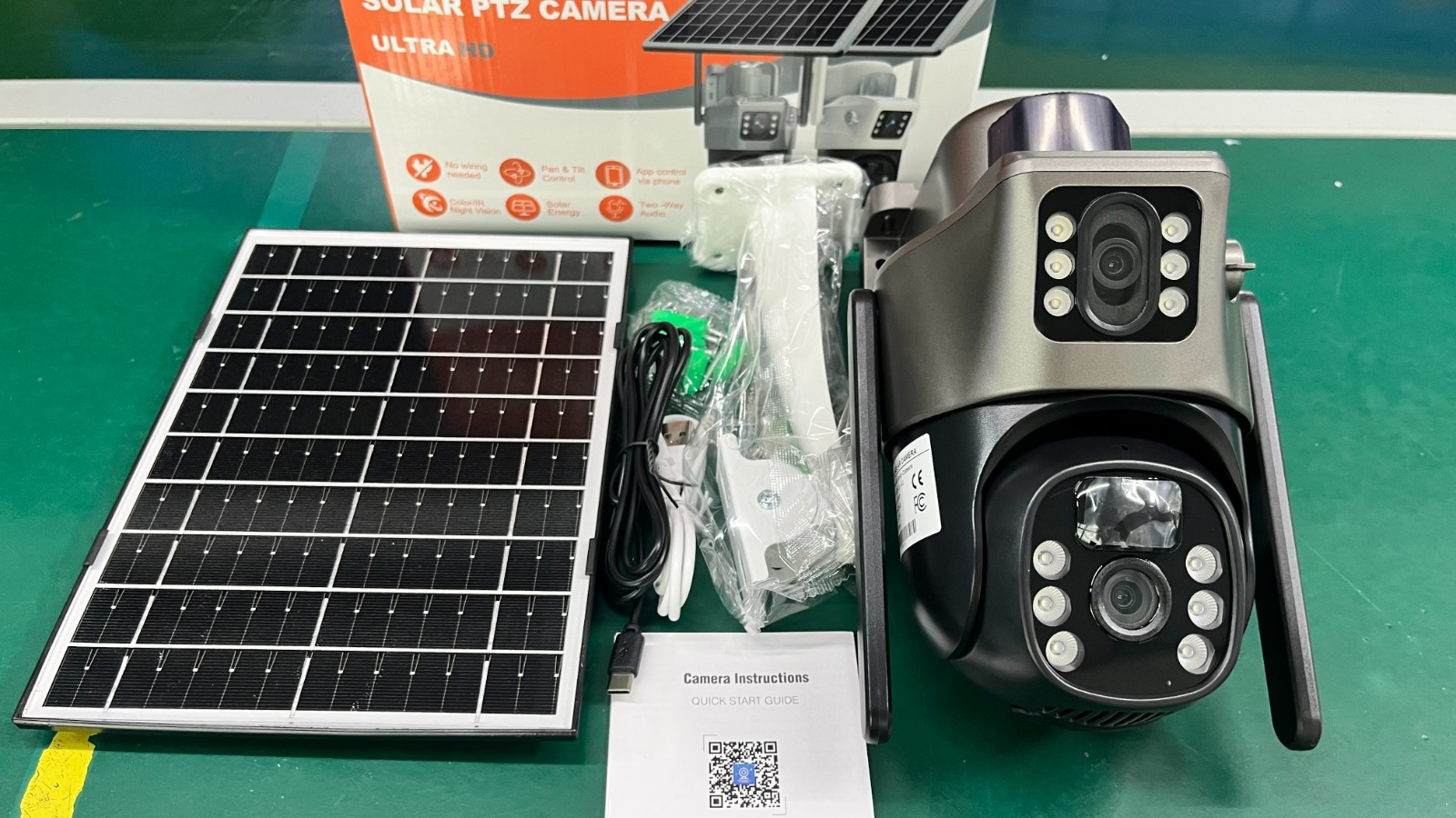 Dual-Lens Solar PTZ Security Camera Kit