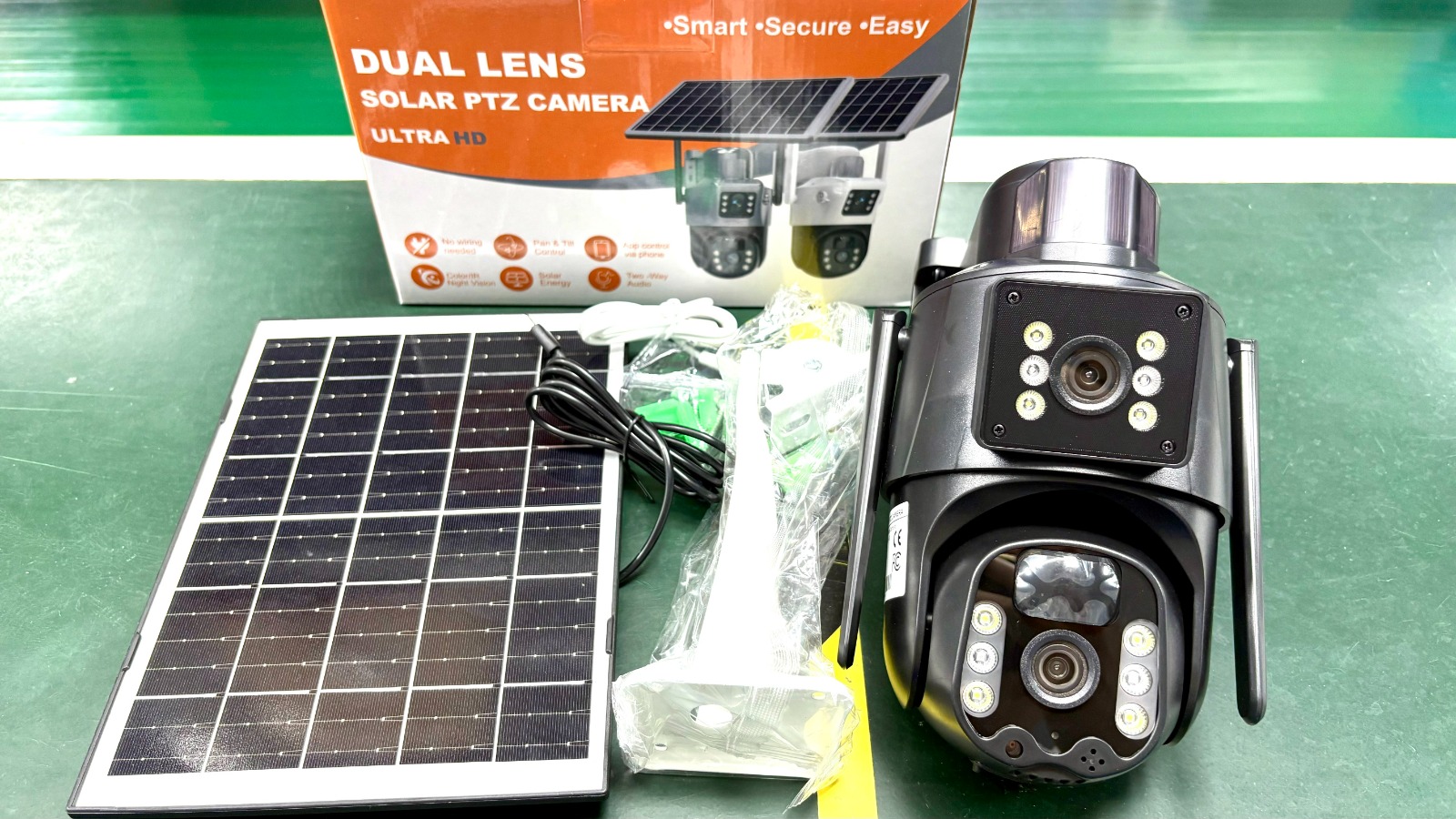 Dual-Lens Solar PTZ Security Camera Kit