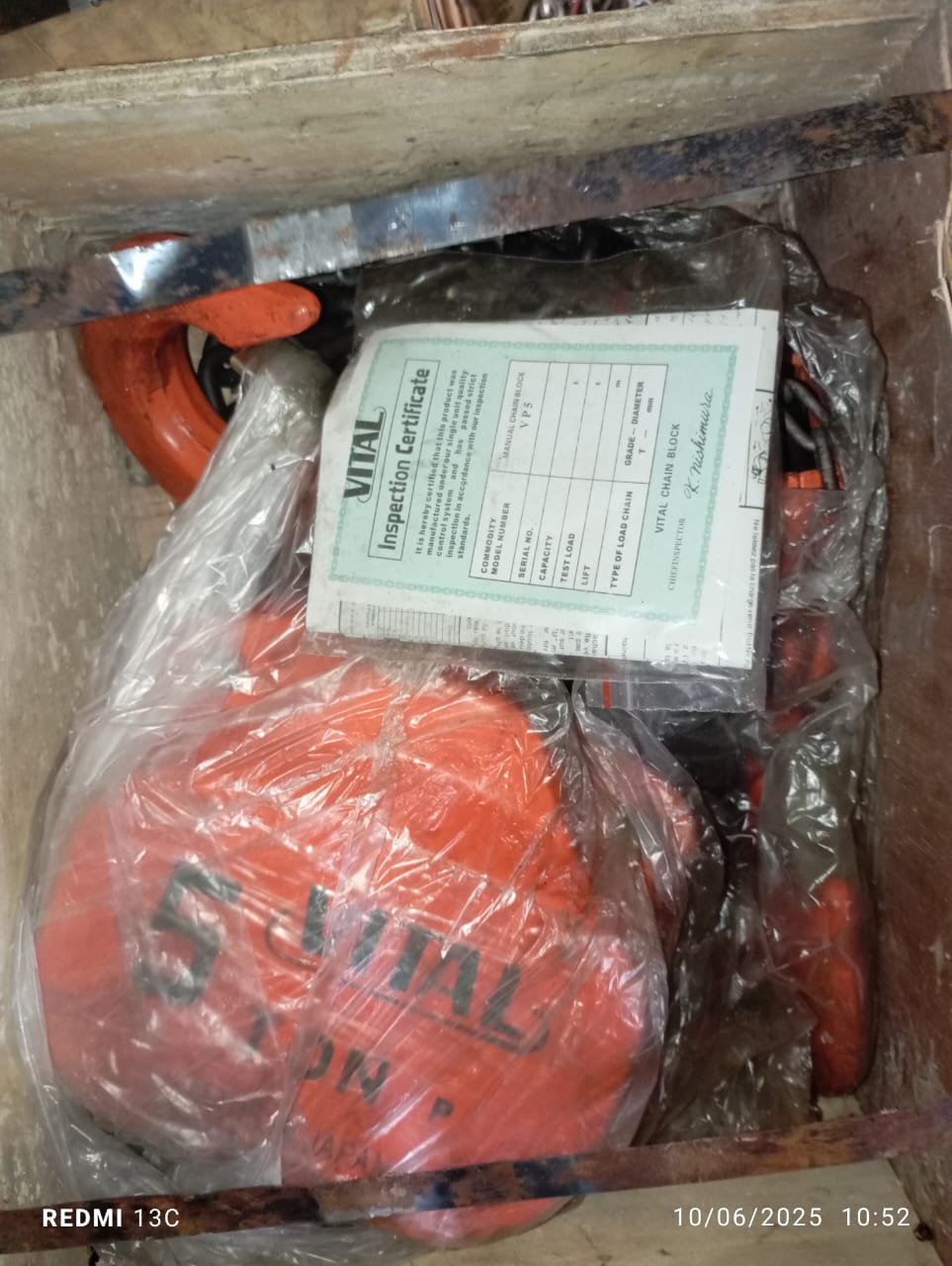 5000kg by 3 Meters Vital Chain Hoist