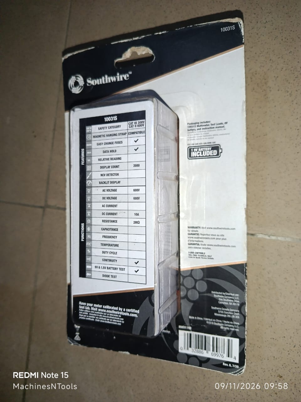Southwire 10031S Manual-Ranging Digital Multimeter