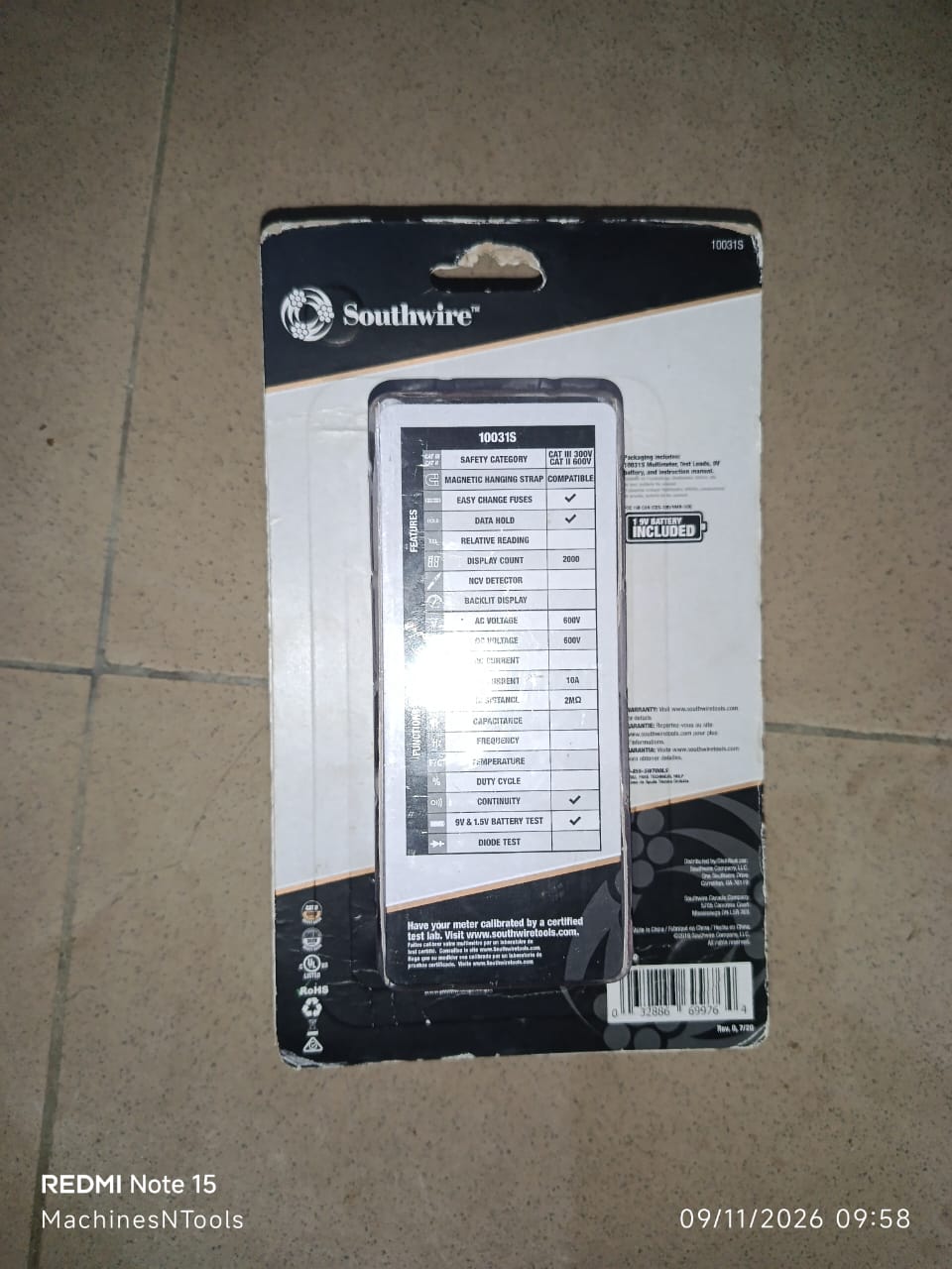 Southwire 10031S Manual-Ranging Digital Multimeter