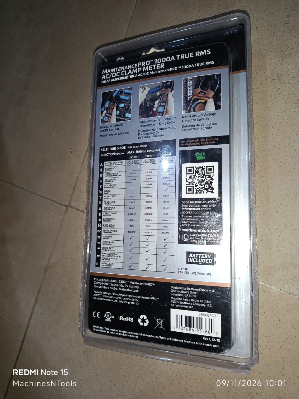 Southwire MaintenancePRO 23070T 1000A True RMS AC/DC Clamp Meter