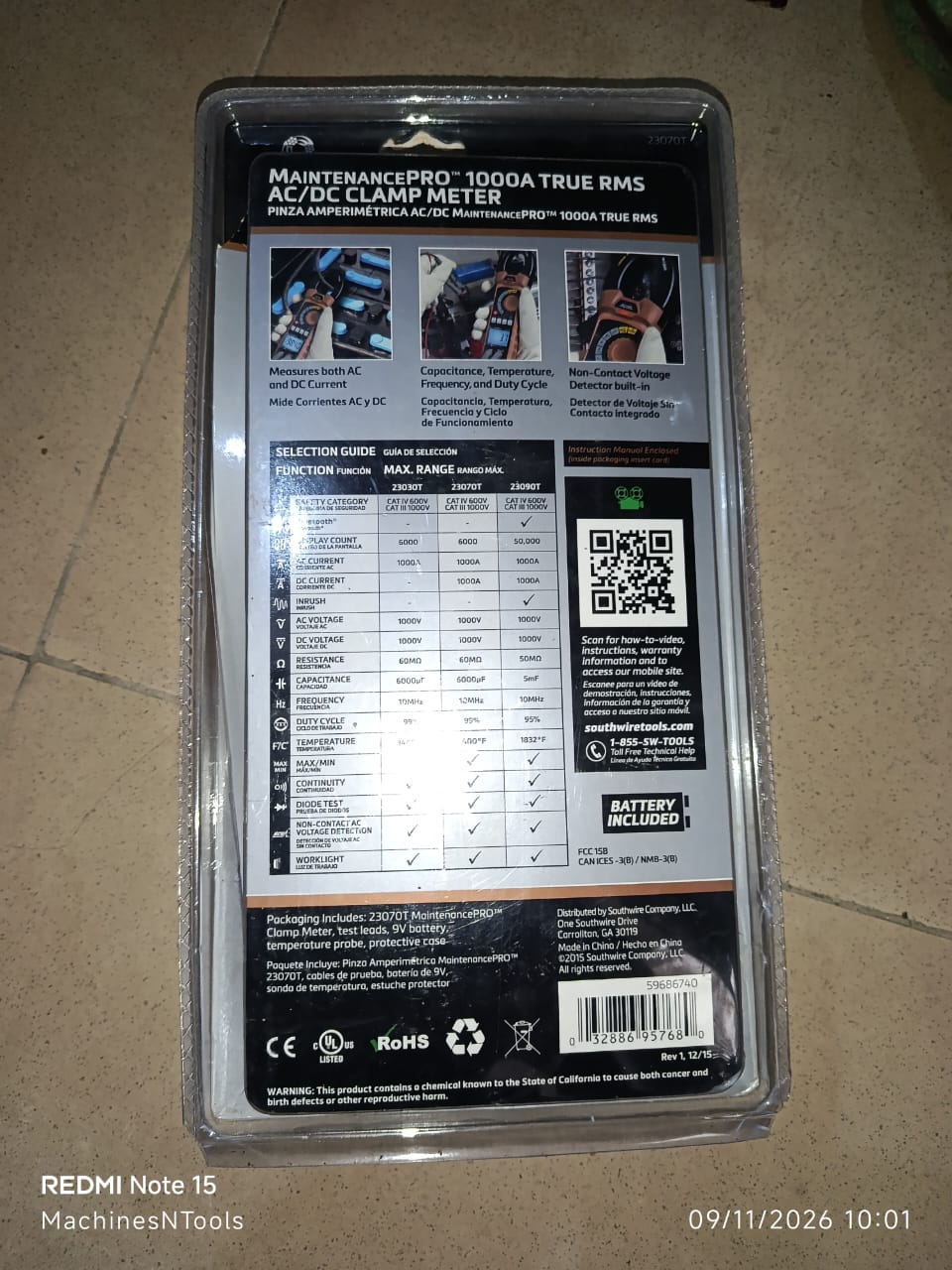 Southwire MaintenancePRO 23070T 1000A True RMS AC/DC Clamp Meter